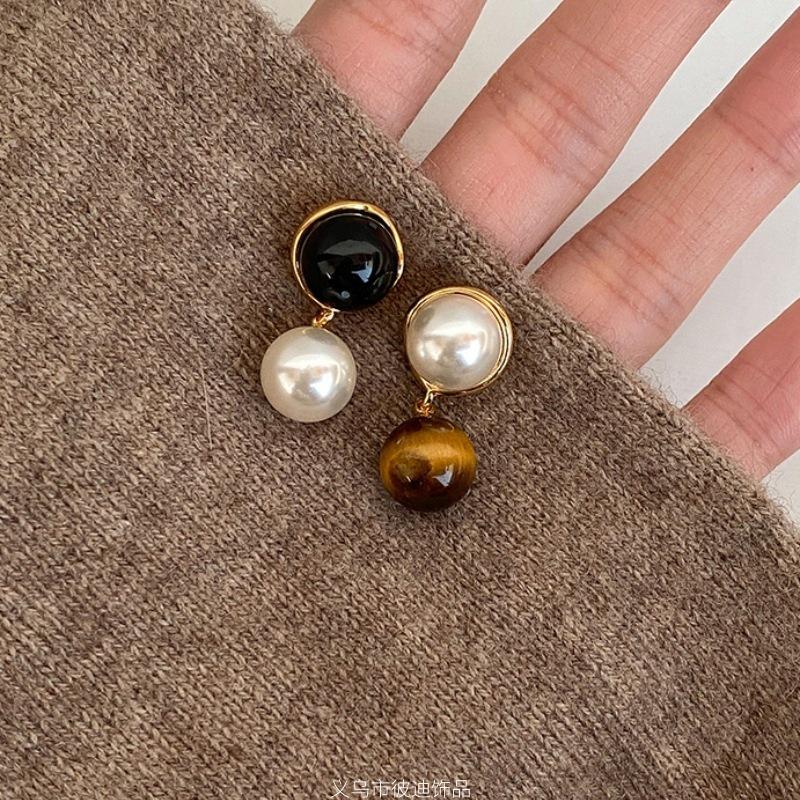 Σκουλαρίκια Καραμελέ Καστανιά Maillard Μάτι Τίγρης Οβάλ Καρφωτά – Γυναικεία Ρετρό Φθινοπωρινά/Χειμερινά Κοσμήματα 2025