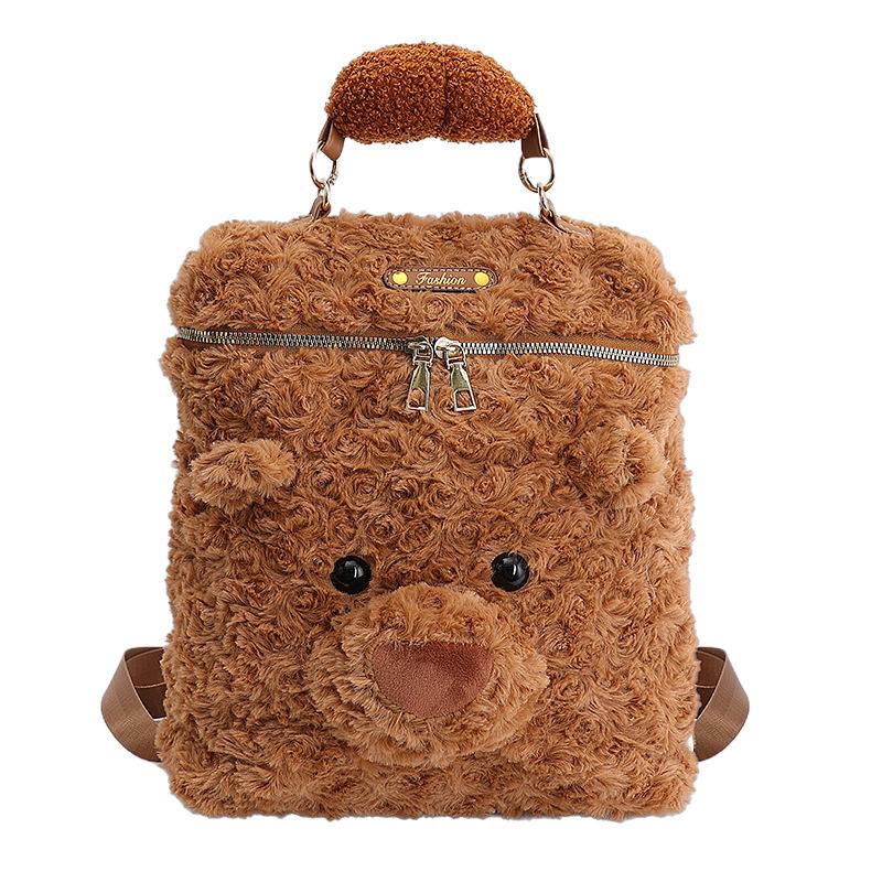 Schoolbag new autumn and winter bag women's fashion handbag Japanese ins casual plush bag cute cartoon bear backpack