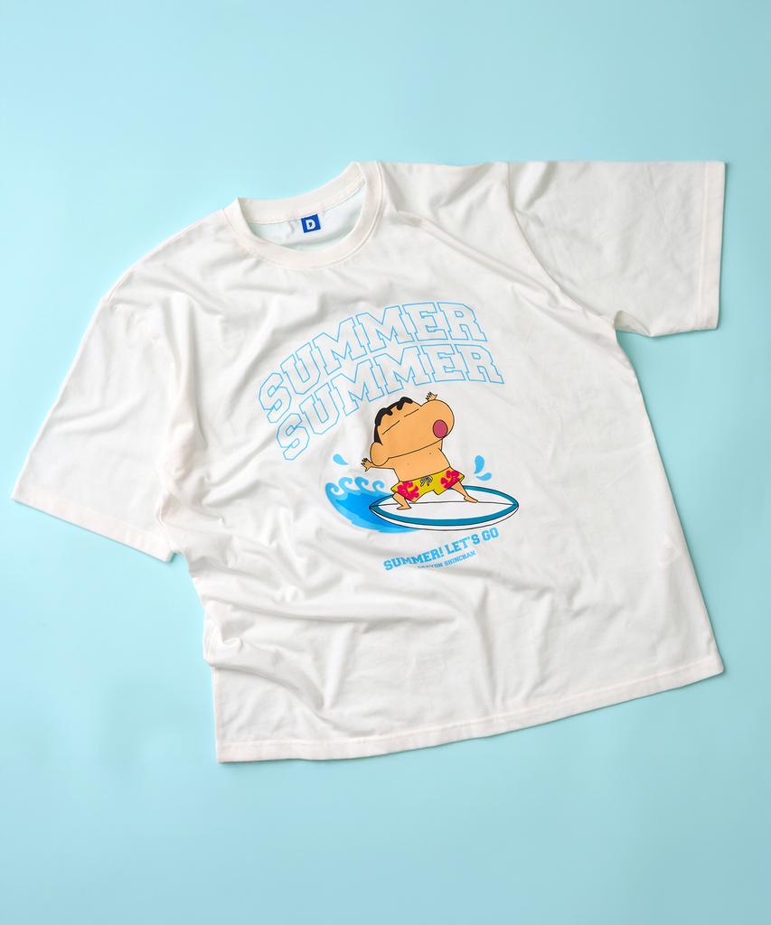 Daenkkomma Crayon Shin-Chan Surfing Time Crayon Shin-Chan Summer Short Sleeve T-Shirt
