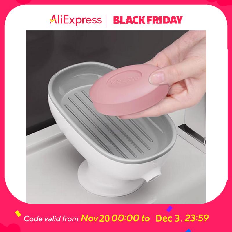Suction Cup Soap Dish Drainable, Rust-Proof, for Bathroom, Kitchen Sink, Shower, Luxury Design, Easy Clean United States белый