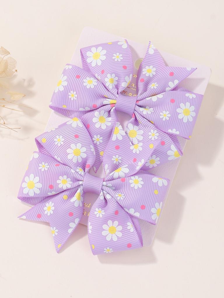 2Pcs/set 3.2'' Grosgrain Ribbon Rainbow Hair Bows Clips for Girls Boutique Hairpins Random Bowknot Handmade Hair Accessories