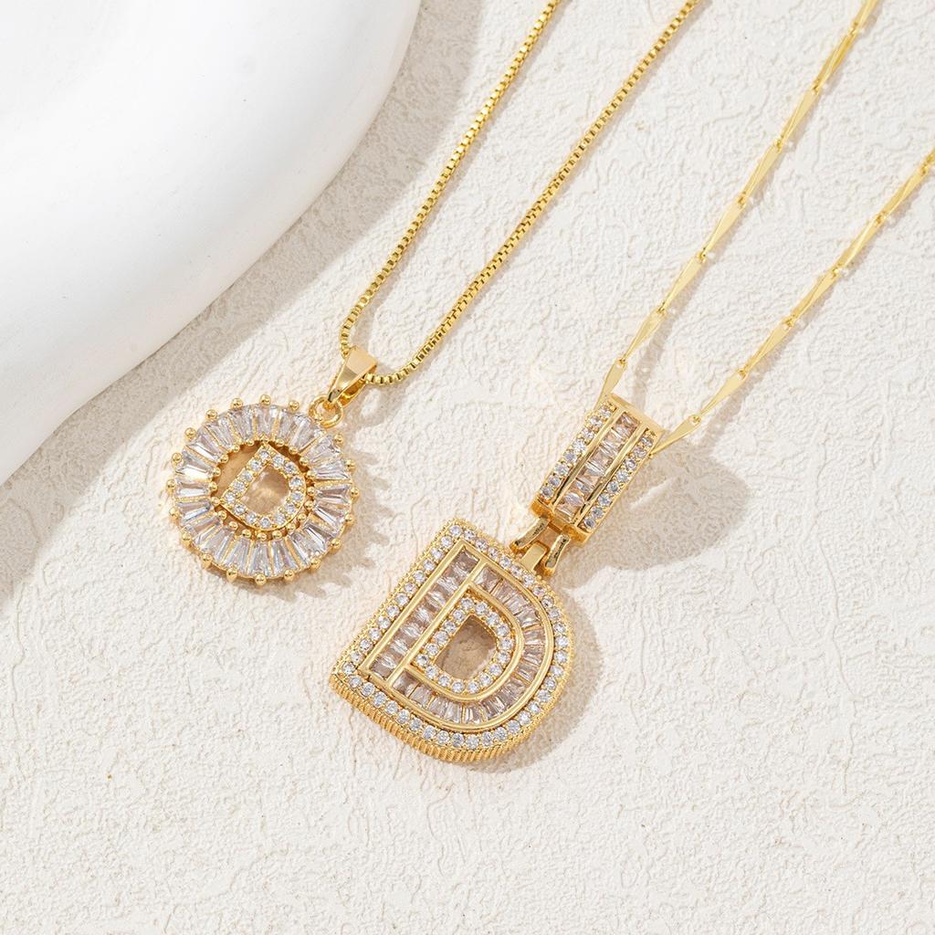 2Pcs Full CZ Zircon Iced Crystal Initial Letter Flower Necklace Women Copper A-Z Alphabet Pendant Couple Jewelry Birthday Gifts