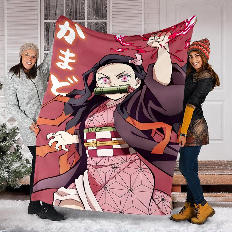 1pc nezouko Theme Blanket - Digital Print, Polyester, Cozy for All Seasons, Perfect for Outdoor, and Travel