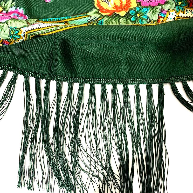 140*140cm Russian Square Scarf for Women Floral Print Bandana Head Scarves Ethnic Fringed Handkerchief Russian National Shawl