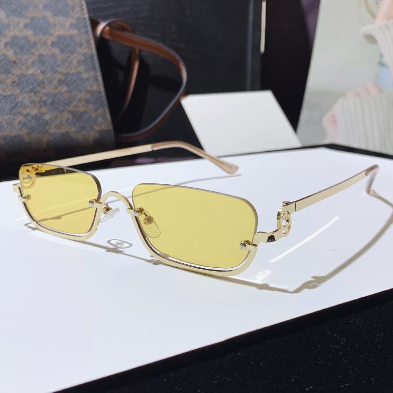 Modische kleine quadratische Sonnenbrille für Damen mit kleinem Rahmen aus Metall, quadratisch, für Damen, Luxusmarke, Halbrahmen, rechteckige Sonnenbrille