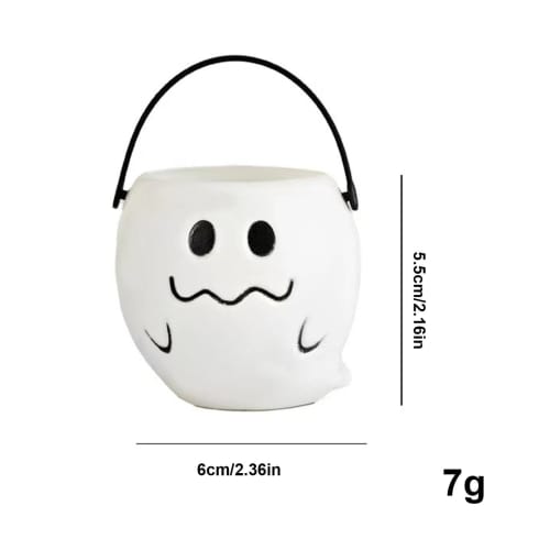 Kids' Halloween Bucket, Halloween Candy Pail, Pumpkin Ghost Favors Holder, Lightweight Pumpkin Ghost Candy Pot, Reusable Pumpkin Ghost Candy Bucket Fo