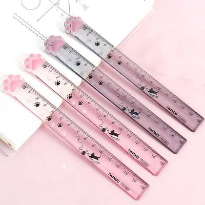 3Pcs Kawaii Star/Carrot/Sword Straight Ruler Cute Transparent Rulers Student Stationery Measuring Drawing Tools Office School Supplies