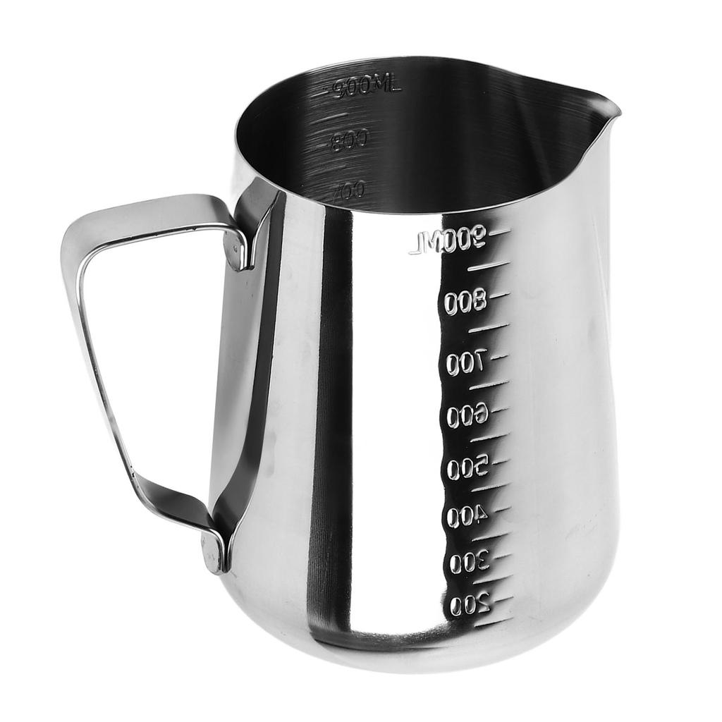 Milk Frothing Pitcher Stainless Steel Frother Jug Mixing Cup Pot with Scale for Coffee Drinks 900ml