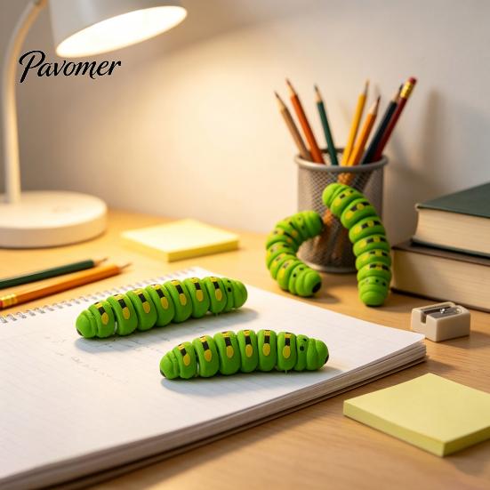 3D Printed Caterpillar Toy 1/5/10Pcs Figurine, Movable Joints Fidget Articulated Toy, Realistic Insect Figure for Stress Relief Educational