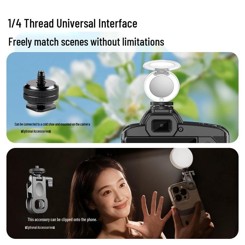 Magnetic Phone Holder L22P: 3-in-1 Fill Light, Makeup Mirror, and Desktop Live Streaming Stand.
