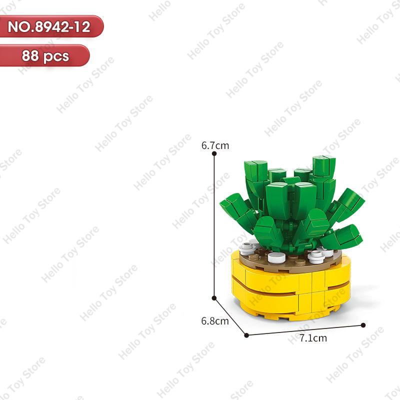 

2024 Creative Flower Succulent Potted Building Blocks Home Decoration Model Eternal Bouquet Bricks Tiny Plant Flower Blocks Toys