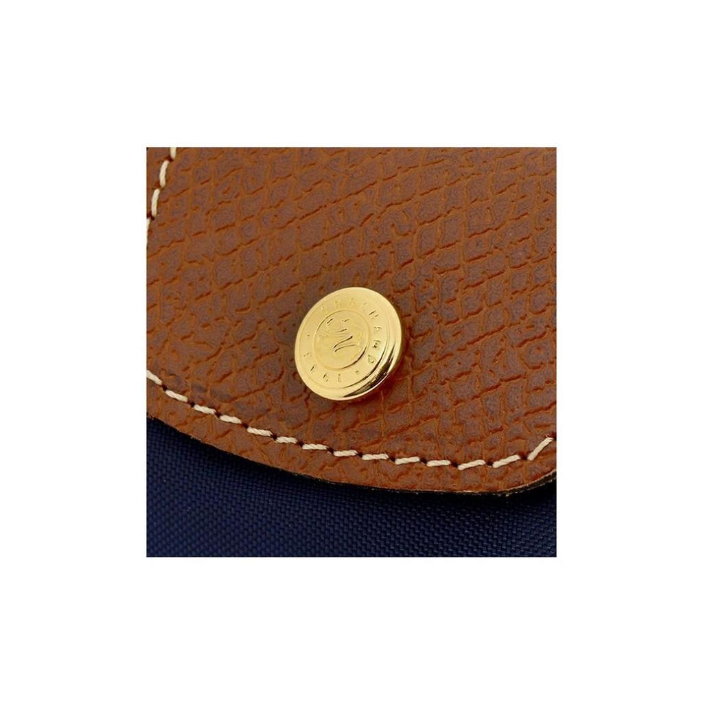 Longchamp Le Pliage Original Gold Embossed Snap Flap Nylon Wallet Women Wallet Navy-Blue 30016089556