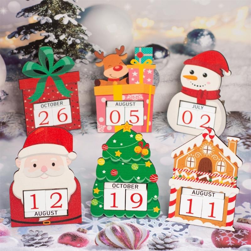 Christmas Calendar Wood Design Festival Table Decoration Countdown Calendar with Numbered Days