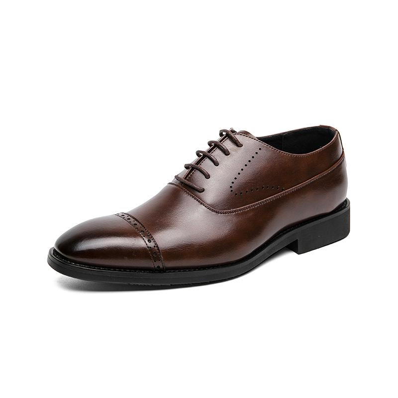 Men s 2025 Spring/Autumn British Style Formal Leather Shoes - Fashion Pointed Toe Design 43 коричневый