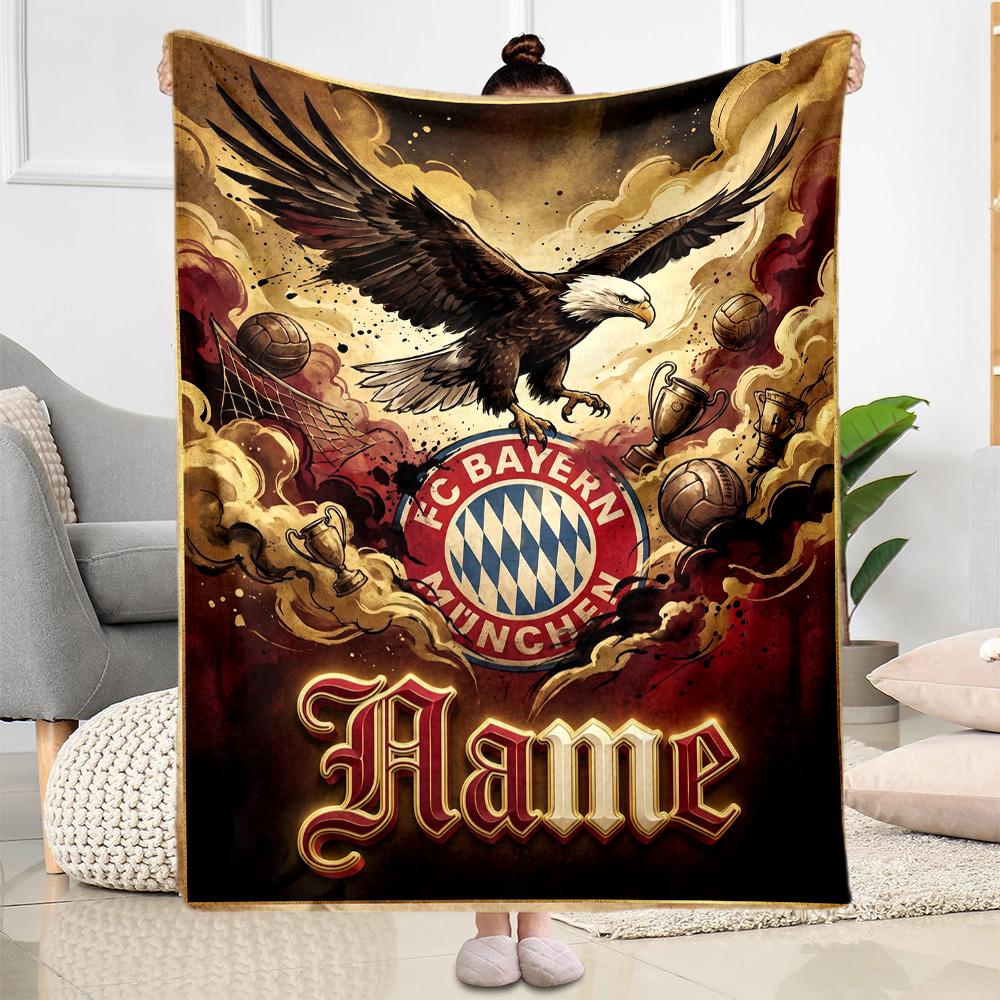 Bayern Munich Poster Personalized Name Blanket Throw Personalized Blanket Soft & Cozy Throw For Livingroom Sofa Bed Seaside All-Season Use
