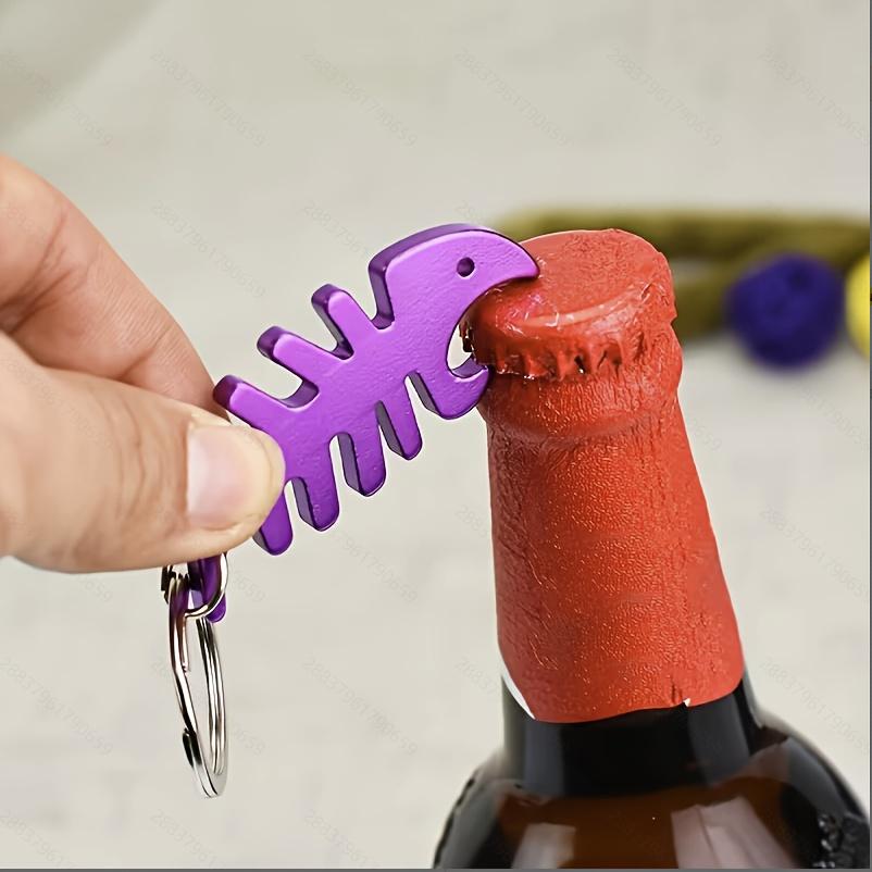 

Single Aluminum Alloy Fishbone Beer Bottle Opener Keychain | Ideal for Men, Husbands, Dads, Boyfriends - Essential EDC for Outdoor Travel Fish Bone