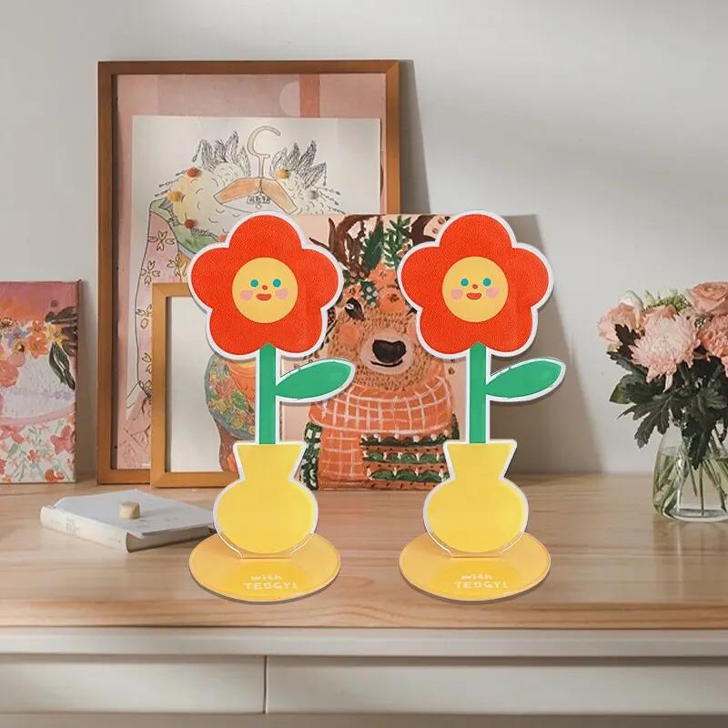 Creative Flower Photo Clip Acrylic Card Holder Table Number Holder Note Memo Holder Wedding Party Desktop Decoration Card Clamp