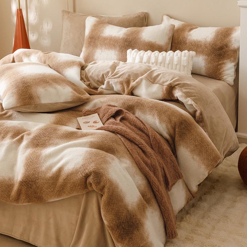High-Grade Gorgeous A Version 350G Dolly Cashmere B Version 230G Thermal Oxygen Fleece Four-Piece Set Thickened Milk Fleece Sheets