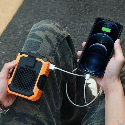 Portable Waist Fan Outdoor Personal Fan 3 Wind Speed Cooling Device with Flashlight for Construction Sites Hiking Outdoor