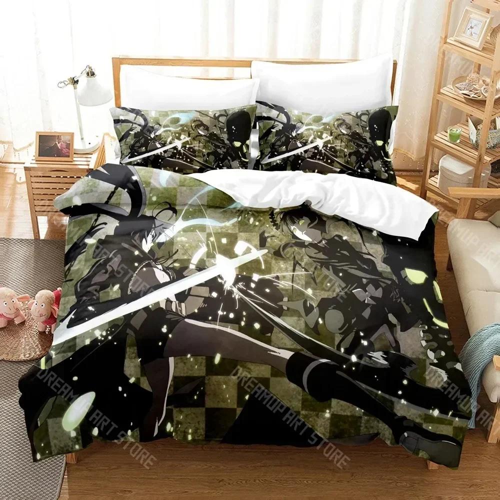 3D Print Black Rock Shooter Duvet Cover Single Double Size For Boys Girls Fashion Bedroom Decor Anime Bedding Set Soft Home