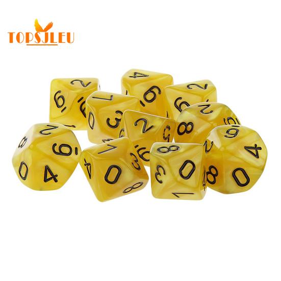 Mehrseitige einfarbige TRPG-Spiel D10 polyedrische Würfel – 10-teiliges Set, lebendige Farben, perfekt für Party-Requisiten