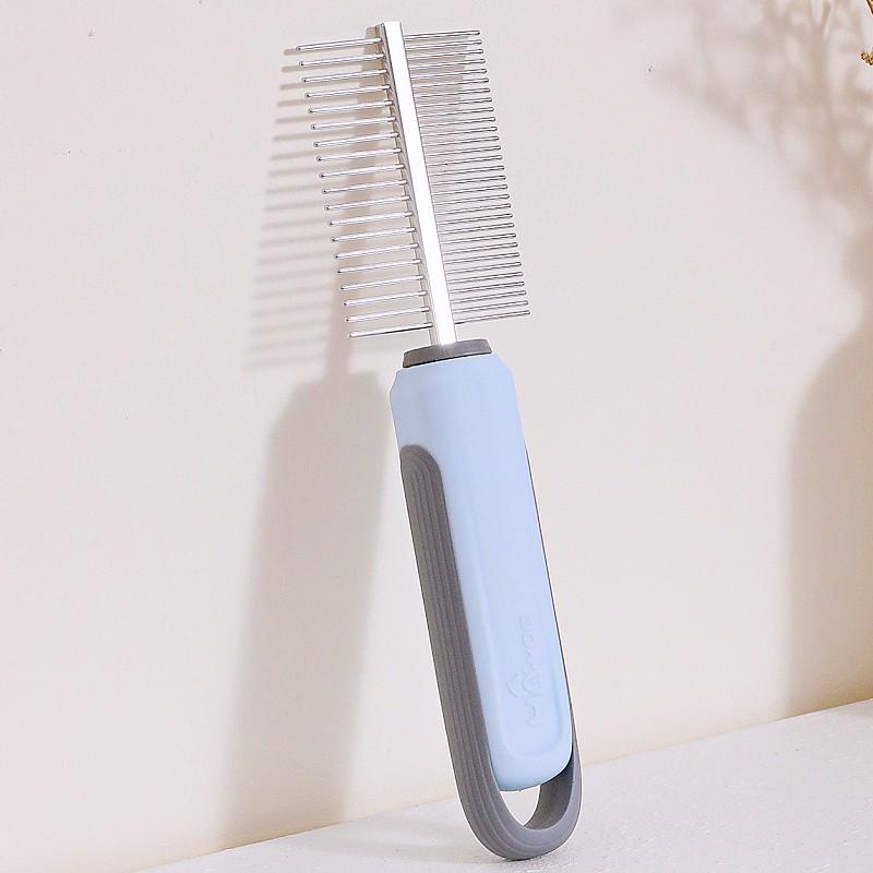 Dog Comb Double-sided Dogs Brush Self-cleaning Cat Brush Pet Hair Remover Stainless Steel Combs for Dog Grooming Massage Brushes