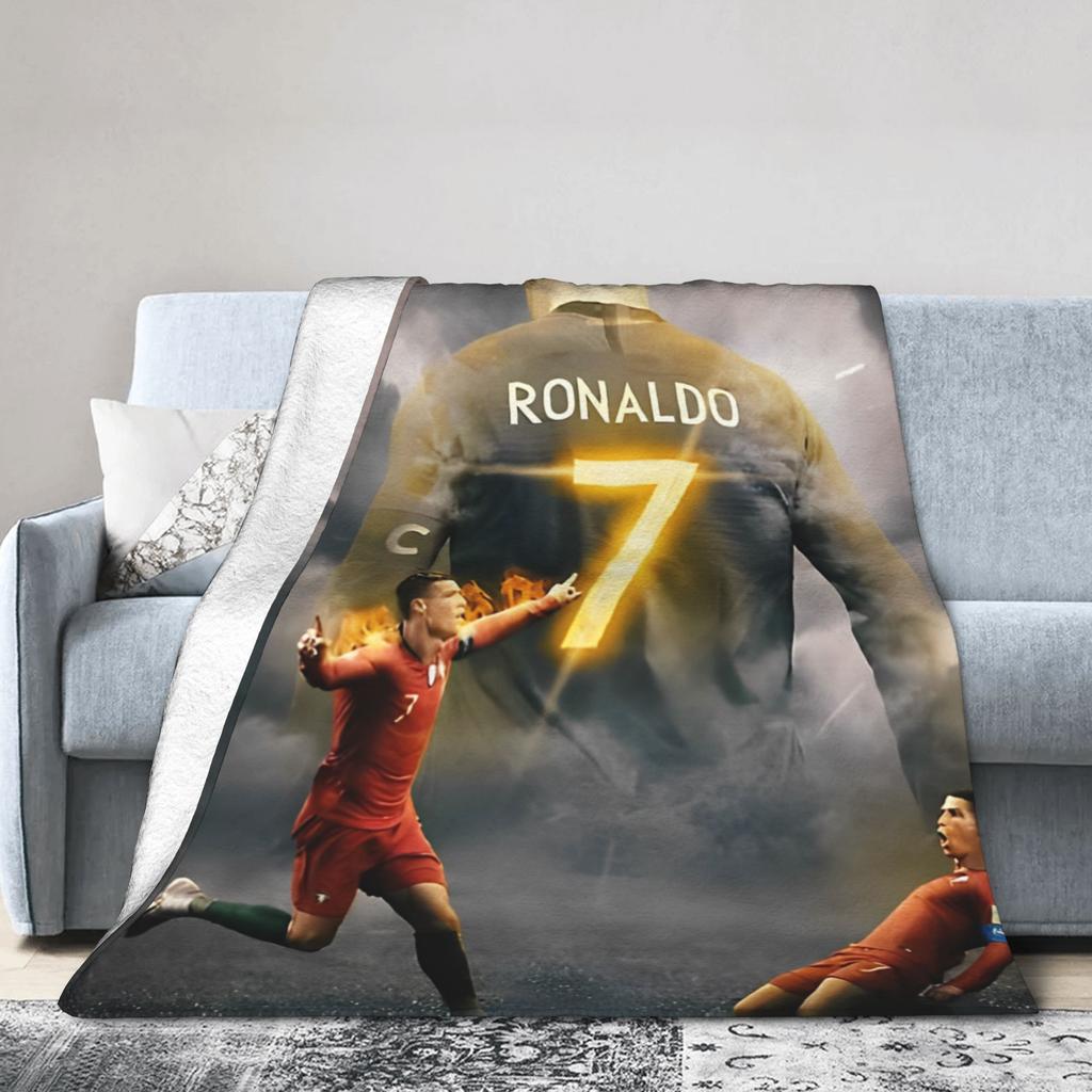 Ronaldos Football CR7 Flannel Blanket Soccer Fashion Throw Blanket for Home 200x150cm Bedspread