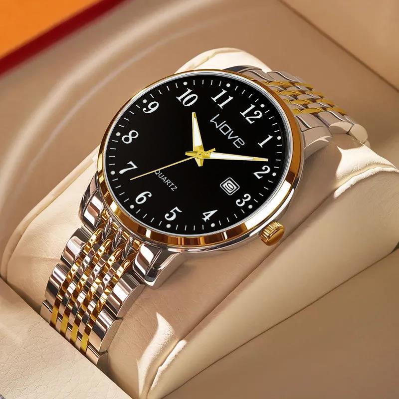 Men's Watch Light Luxury Simple Digital Korean Edition Trendy Steel Belt Waterproof Male Fashion Quartz Clock Watches