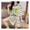 Navava CaT PrinT STripe ShorT Sleeve T shirT nT1727