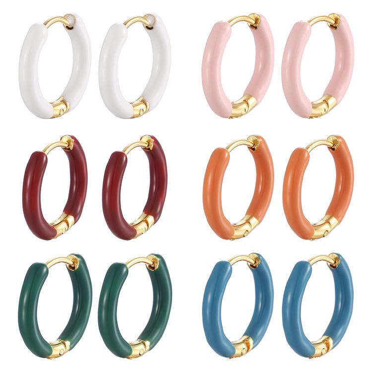 

Round Wire Oil Drop Circle Stainless Steel Earrings - Retro Dopamine Design розовый