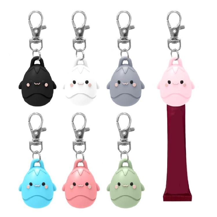 Trendy Cartoon Lip Gloss Keychain Accessory Sturdy Silicone Cover For Cosmetic Organization And Style Expression
