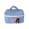 Multi-functional Fresh Grid Makeup Bag Quilted Love Design Handheld Cosmetic Pouch Skincare Storage Bag Home