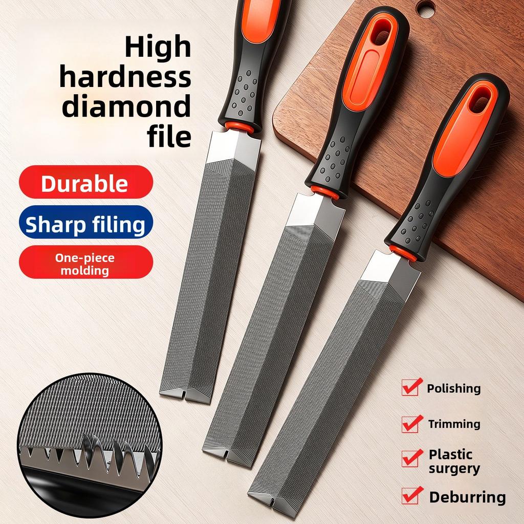 High-hardness Industrial-grade 6-inch Industrial Double-groove Serrated Wear-resistant High-efficiency Fine-tooth Rhombic File