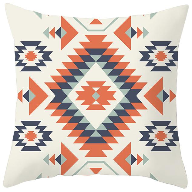 New Ethnic Style Pillow Cover Bohemian Color Geometric Pattern Peach Leather Velvet Retro Pillow Cushion Cover
