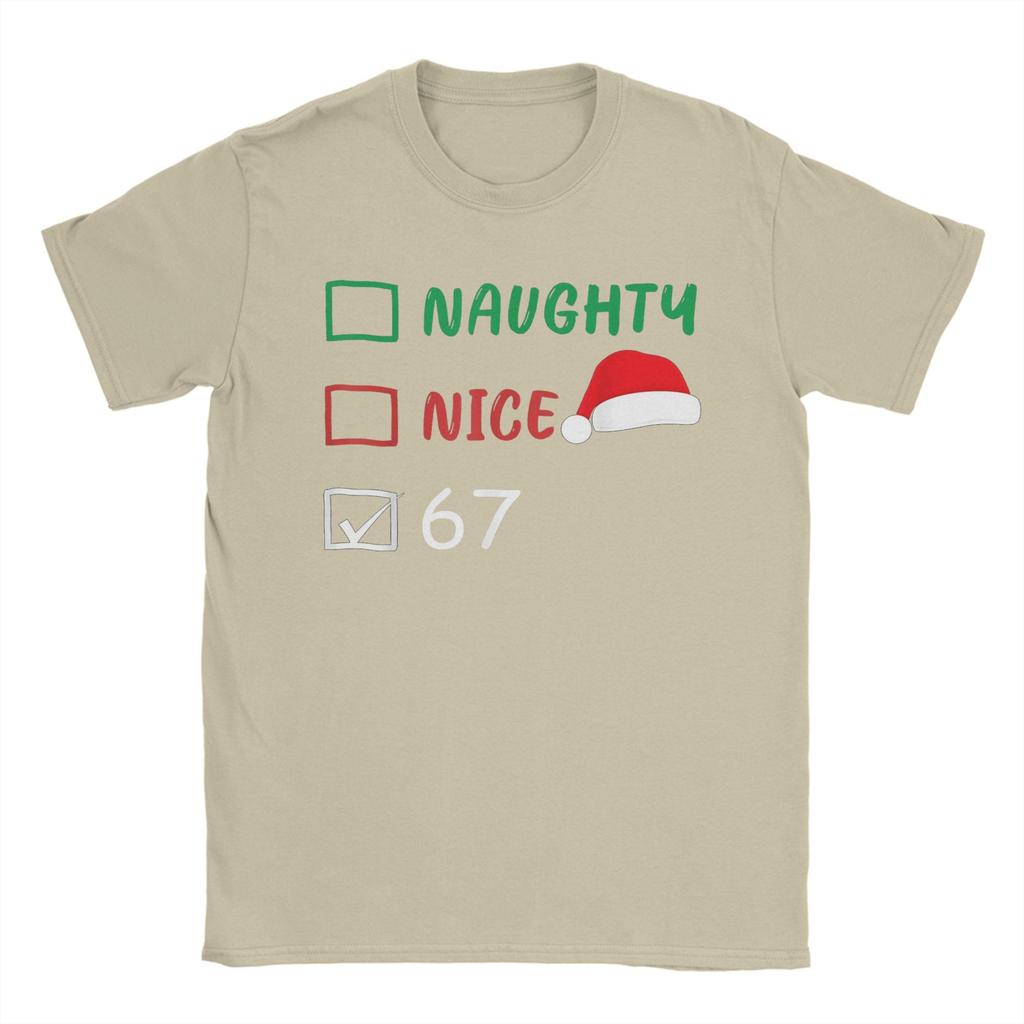 Weihnachten Nett Unartig 67 Meme Baumwoll T-Shirt für Männer Strand Vintage T-Shirts O-Ausschnitt Harajuku T-Shirt Übergröße Design Tops