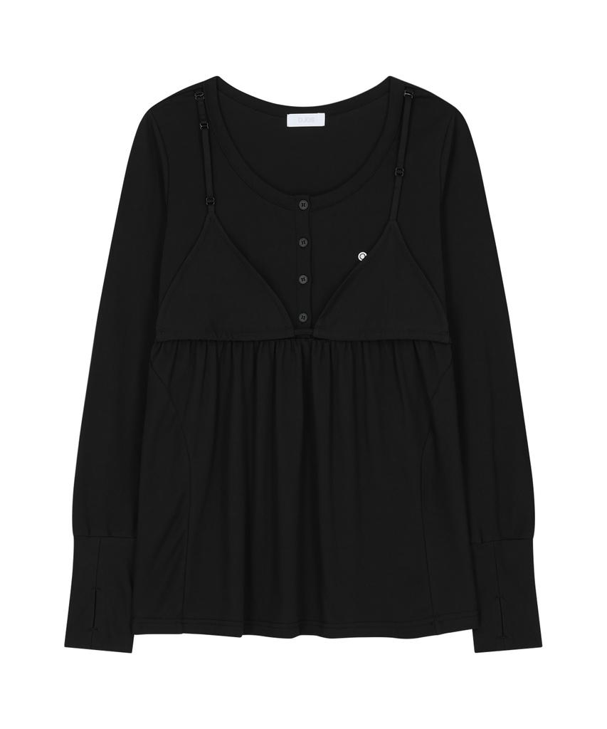 OJOS Layered Bra Flare Top / Black