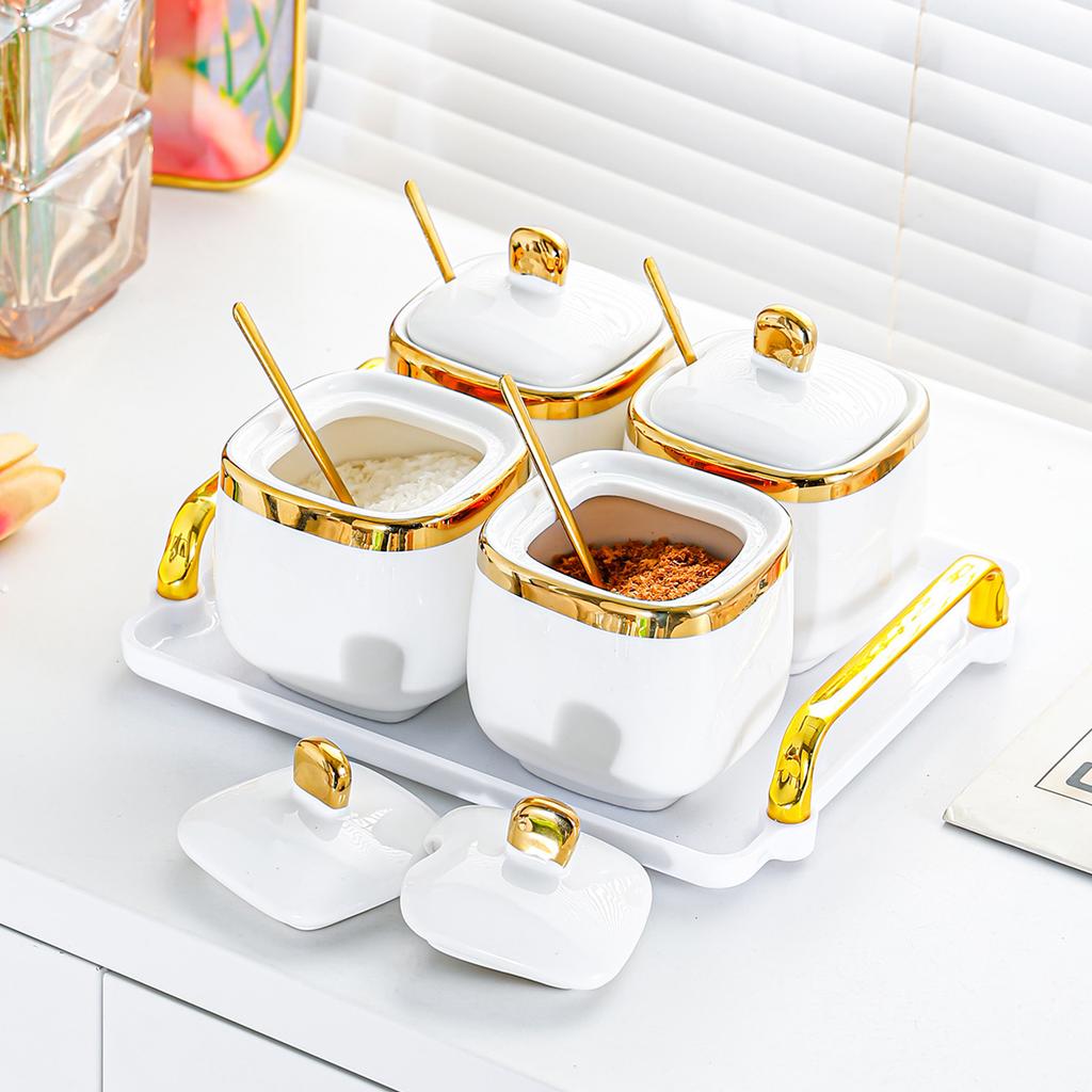 Leichter Luxus Küchengewürzglas Keramik Salzglas Gewürzflasche High-End Gewürzglas-Set Haushaltssalz High-End Gewürzbox