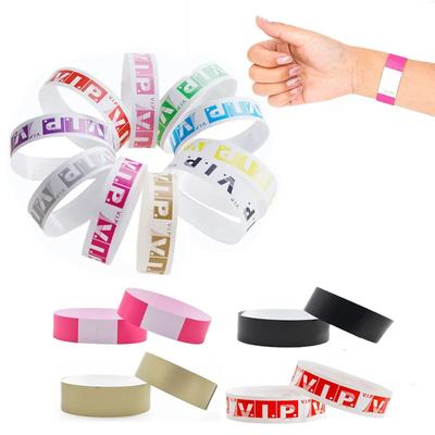 100pcs Waterproof Paper Wristbands Bracelet Solid Color Disposable Count Identification Mark Tamper-Proof for Events Party
