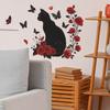 Red Rose Black Cat Butterfly Lettering Wall Sticker Self-Adhesive Removable Living Room Bedroom Hallway Home Decor Art