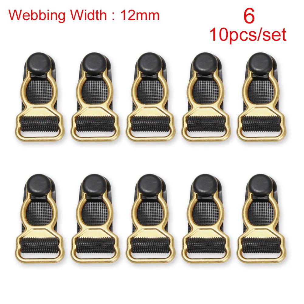 10/12 mm 10 Pcs Rubber+Metal Black Corset Leg Garter Belt Clip Hooks Adjusting Suspender Ends Buckles Hosiery Stocking Grips