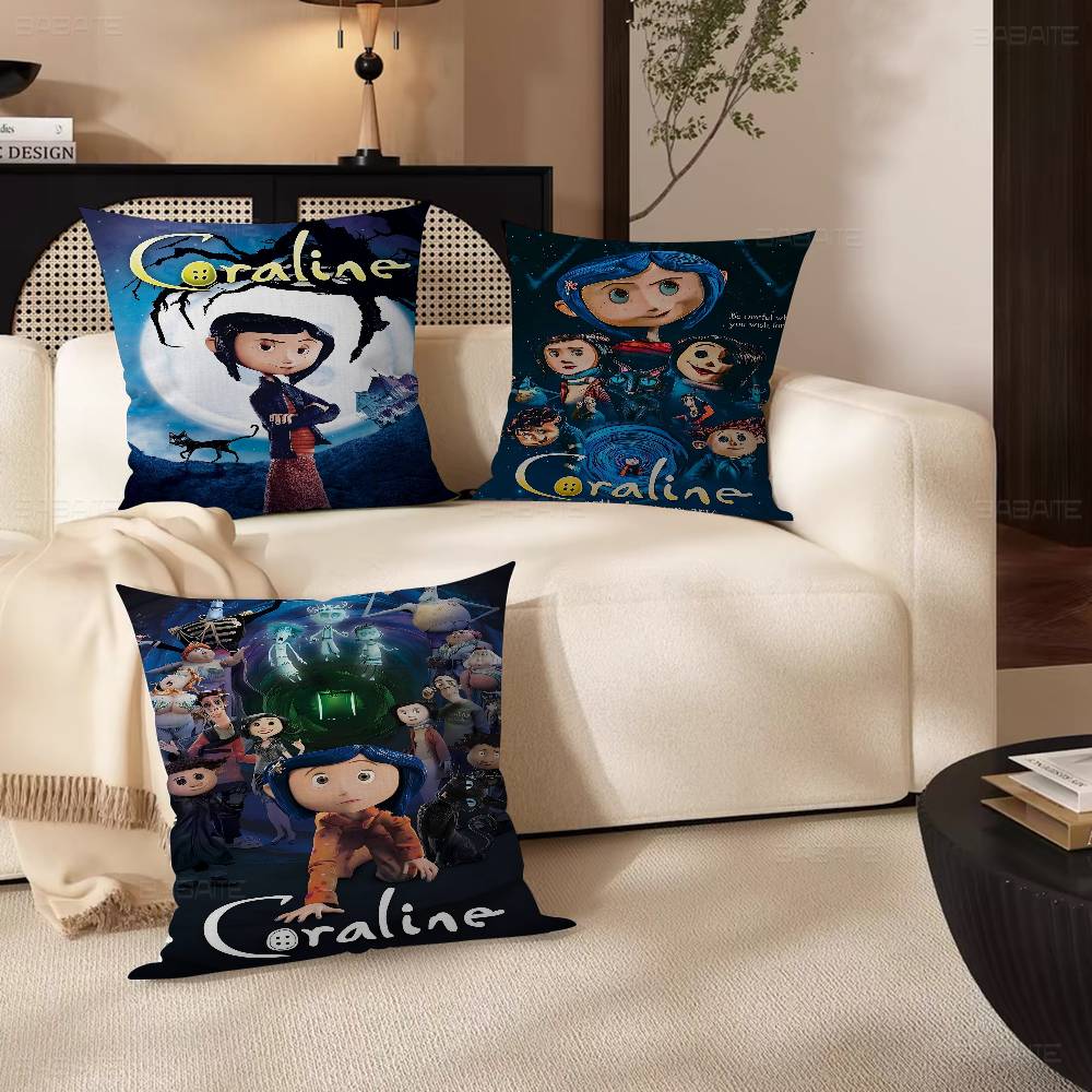 Anime Movie Coraline Classic Anime Pillow Cushion Cover Pillowcase Living Room Sofa Home Decor Customized