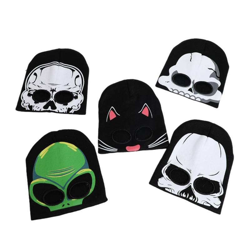 Balaclava Hat Horrid Skull Cap Crocheted Hat for Women Men Cosplay Picture Props