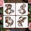 4Pcs 4 Styles PET Hollow Out Drawing Painting Stencils for DIY Scrapbook Photo Album Human 150x150mm 1pc/style