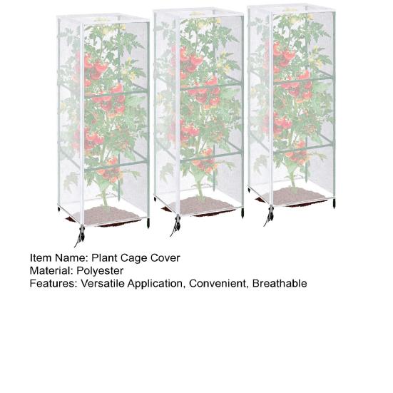 Garden Netting Plant Cover Square Tomato Cage Cover Breathable Mesh Insect Bird Barrier Netting with Zipper