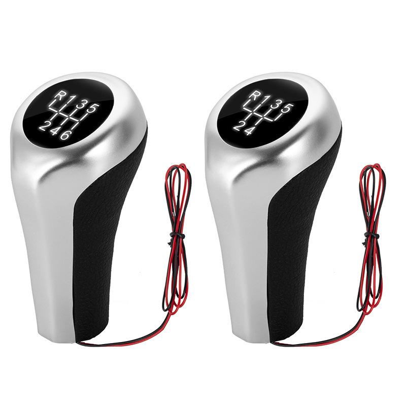 LED Light 5/6 Speed Car Gear Shift Knob Silver Carbon Fiber For BMW E46 E90 E91 E92 E36 E30 E32 E34 E36 E38 E39 E60 X1 X3 X5