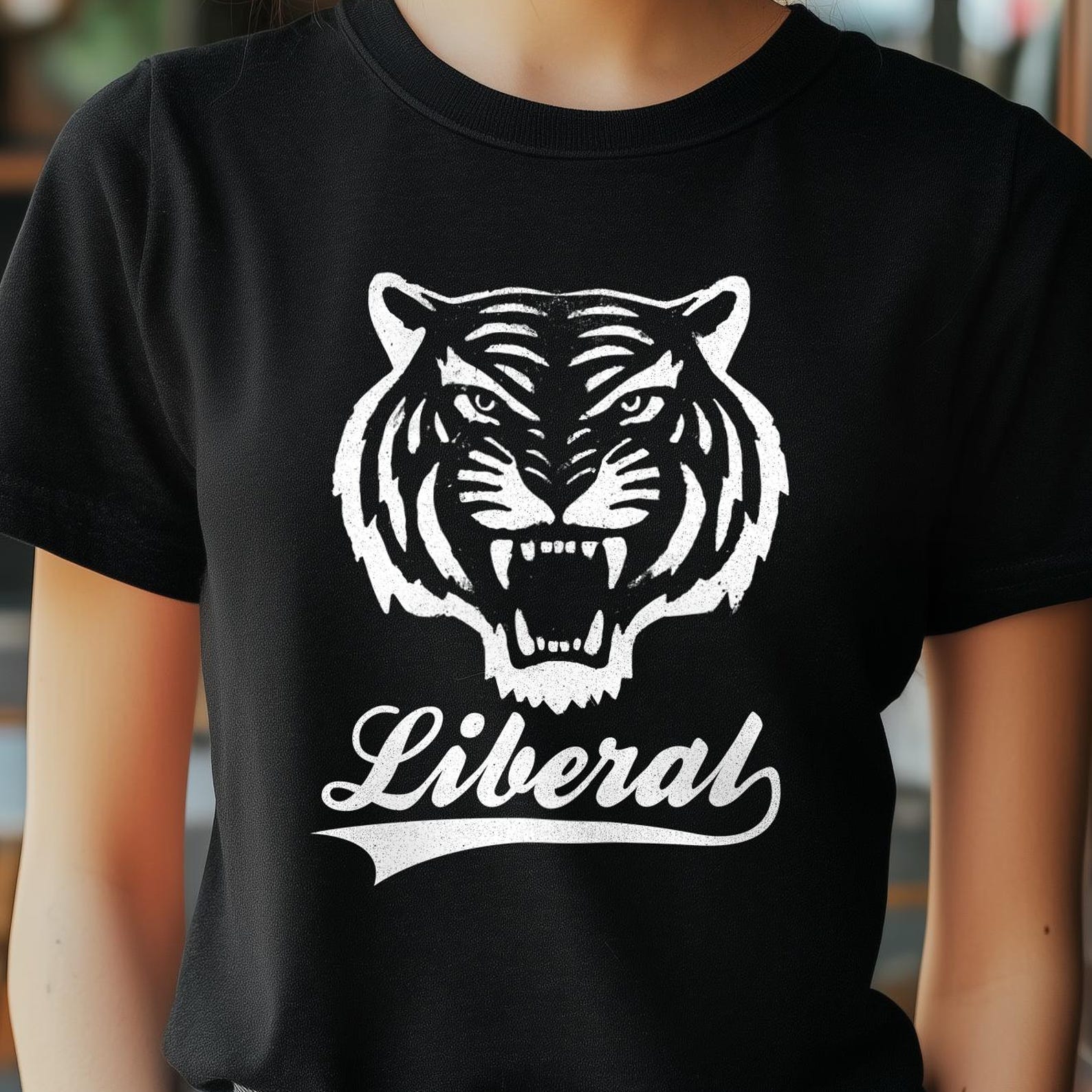 Liberal Fierce Tiger Graphic Tee | Unisex Jersey Short Sleeve | Progressive Democrat, Anti Trump, Resist, Anti Oligarchy, Women s rights L