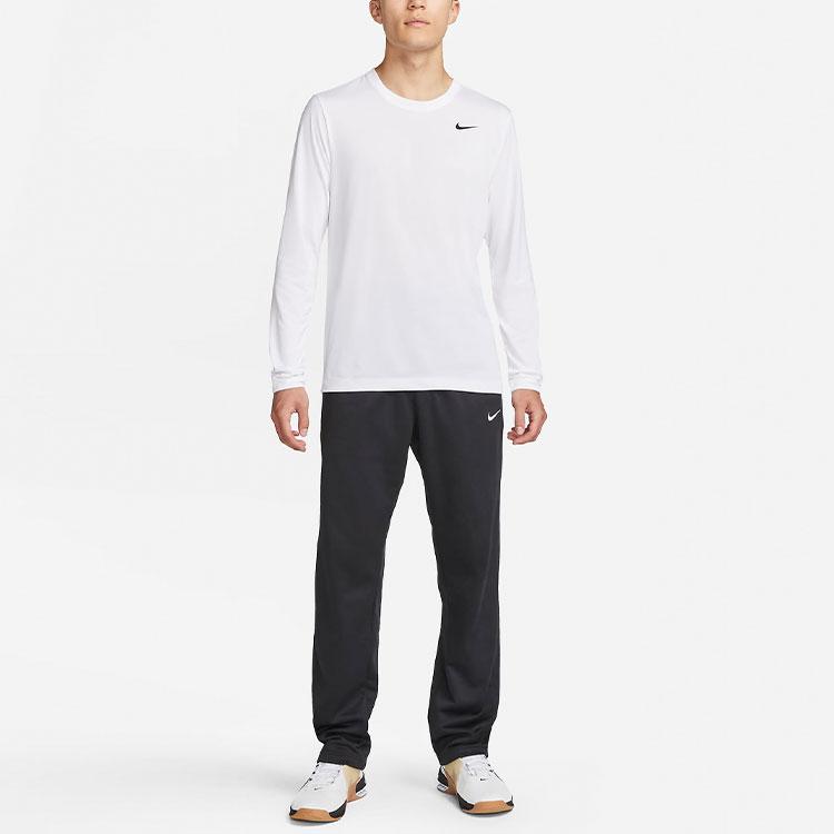 Nike Dri-FIT Logo Print Crew Neck Long Sleeve Pullover T-Shirt Men Tops White DX0994-100