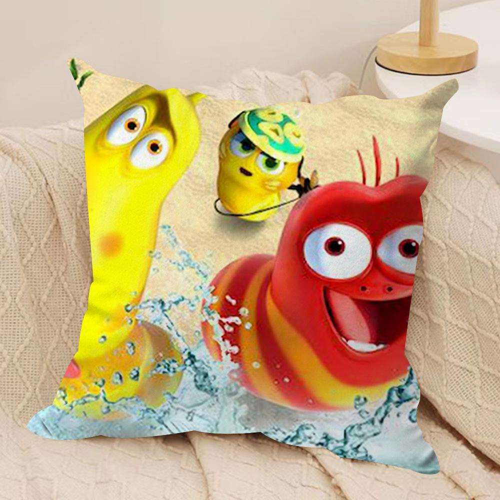Funny L-Larva Cushion Cover Silky Short Plush Double-Sided Printed Pillow Case for Sofa All Seasons Home Decor Gift