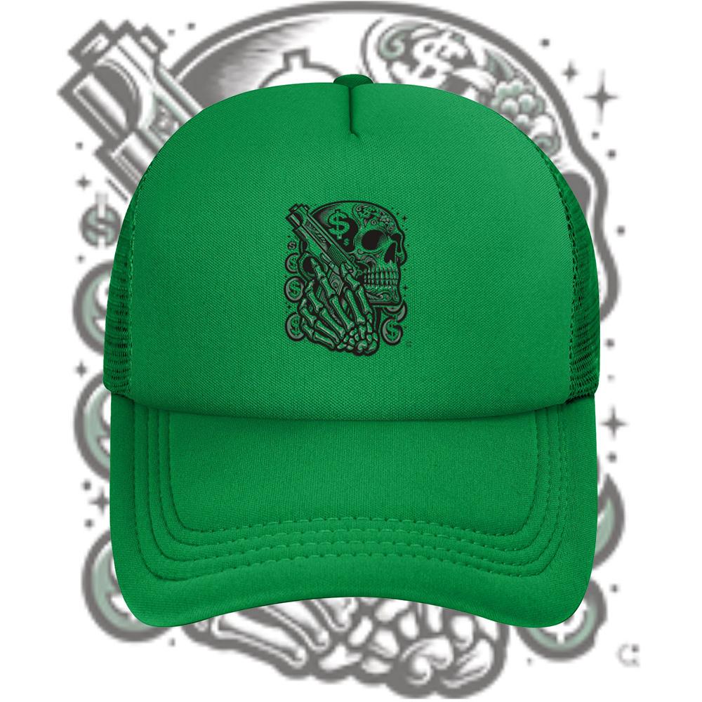 Skull skeleton gun money coins design Baseball Cap Anime Graphic Hats Adult Unisex Women Sports Outdoor