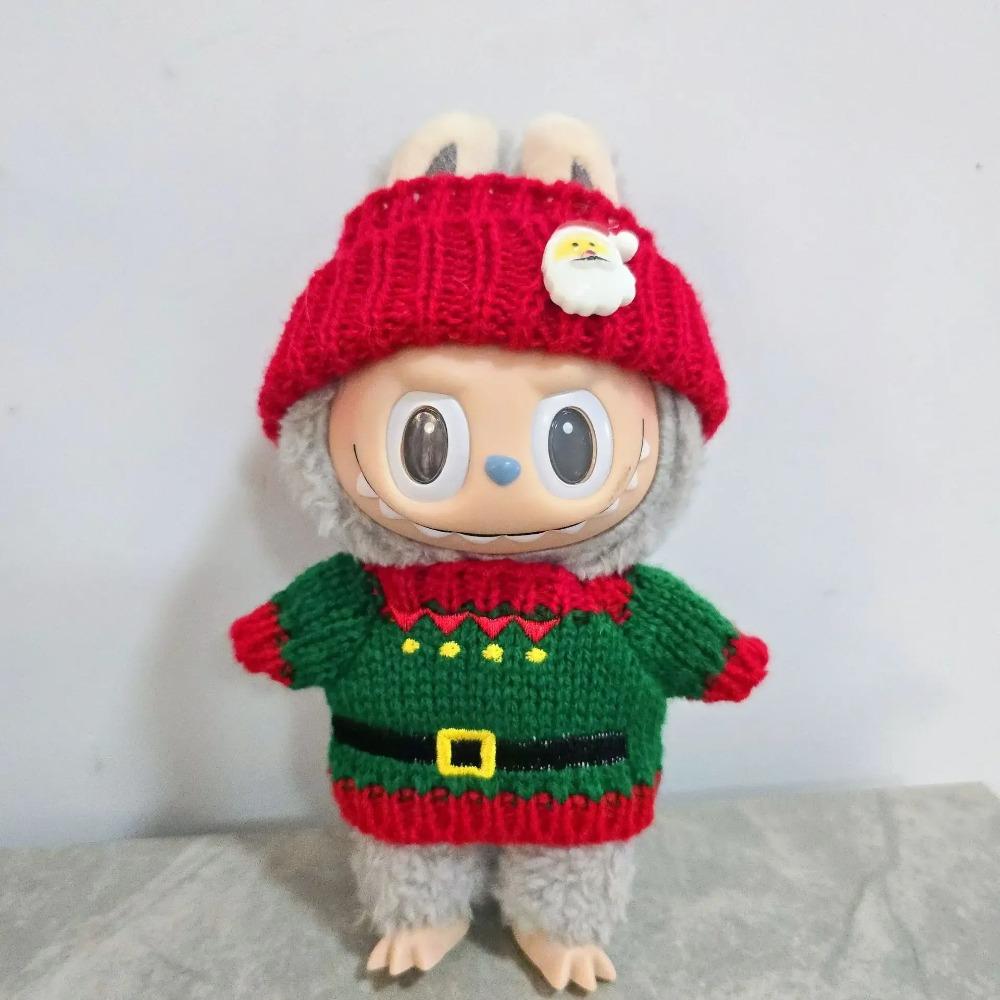 Doll Clothes For 15-17CM Labubu Clothing Merry Christmas Hat Scarf Elk Snowman Set Mini Plush Doll Accessory New Year Dress Gift
